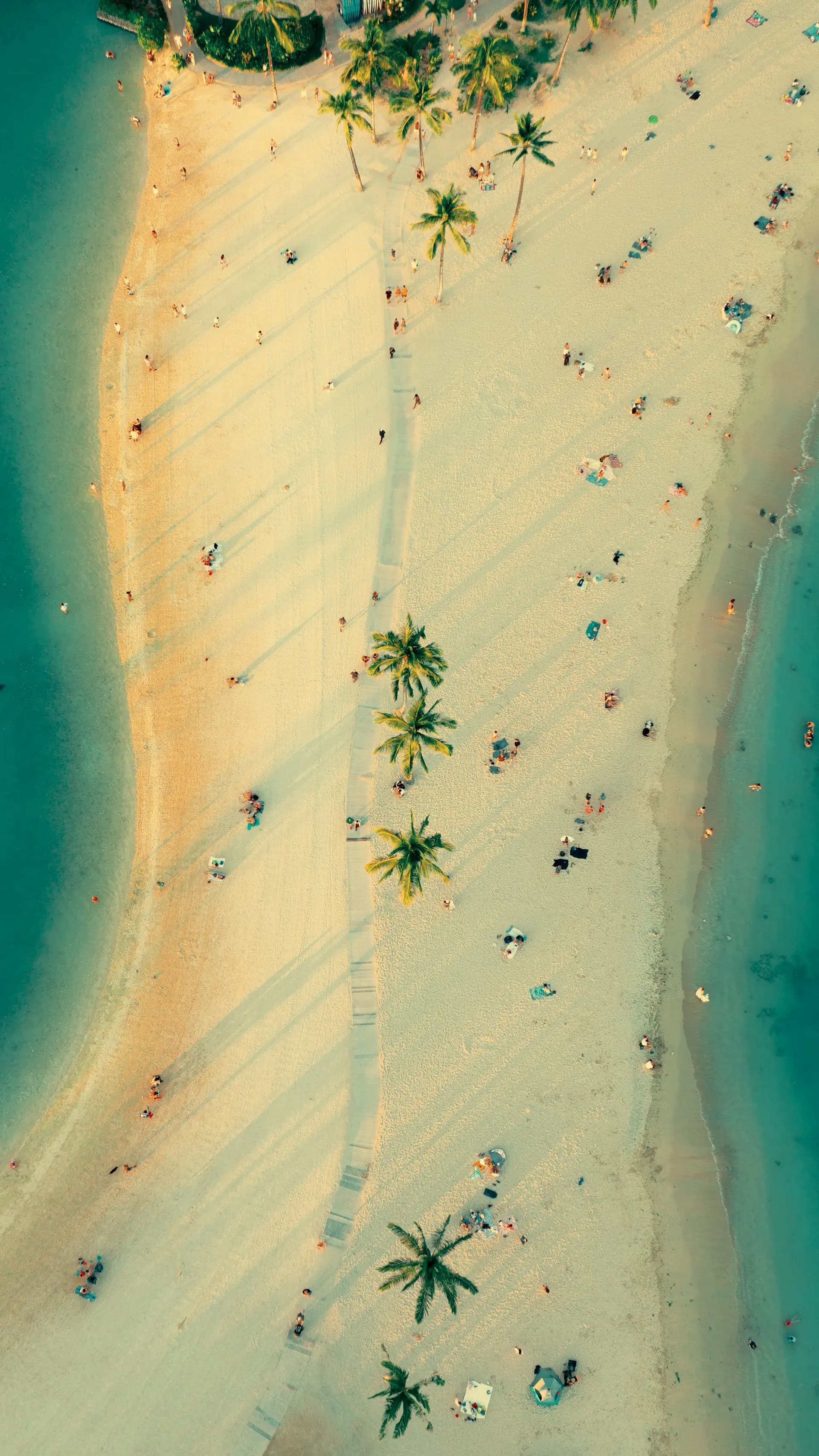Aerial photo of Waikiki Beach from above